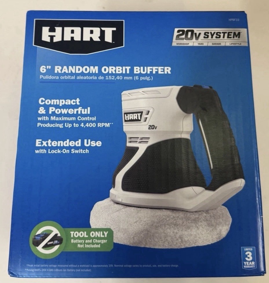 Hart 6" Random Orbit Buffer Black and White No Battery