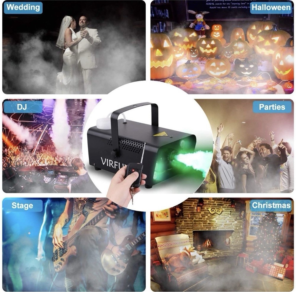 Fog Machine / Remote Control With 6 RGB LED lights