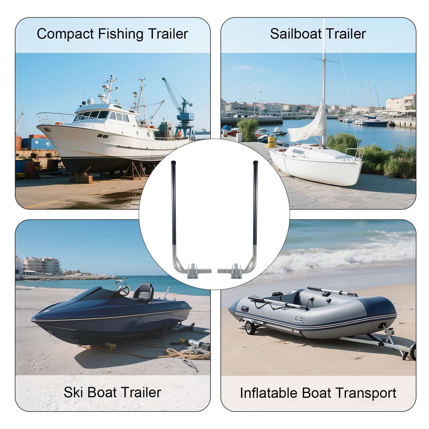 Black Boat Trailer Guide 31"-48" Adjustable , Boat Trailer Guides Poles Kits