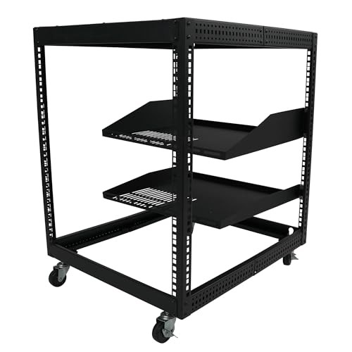 12U Open Frame Server Rack, 23''-40'' Adjustable Depth, Free Standing or Wall