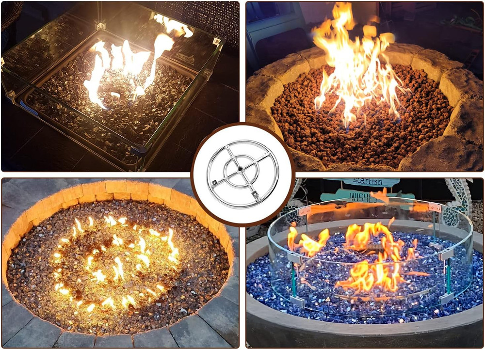 12" Fire Pit Ring Burner Kit Stainless Steel Propane Gas Firepit Ring Kit...