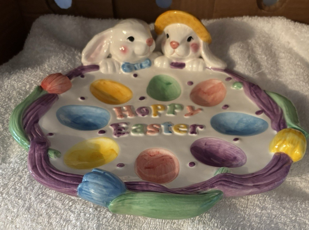 Deviled Egg Platter Hoppy Easter Bunny & Tulip