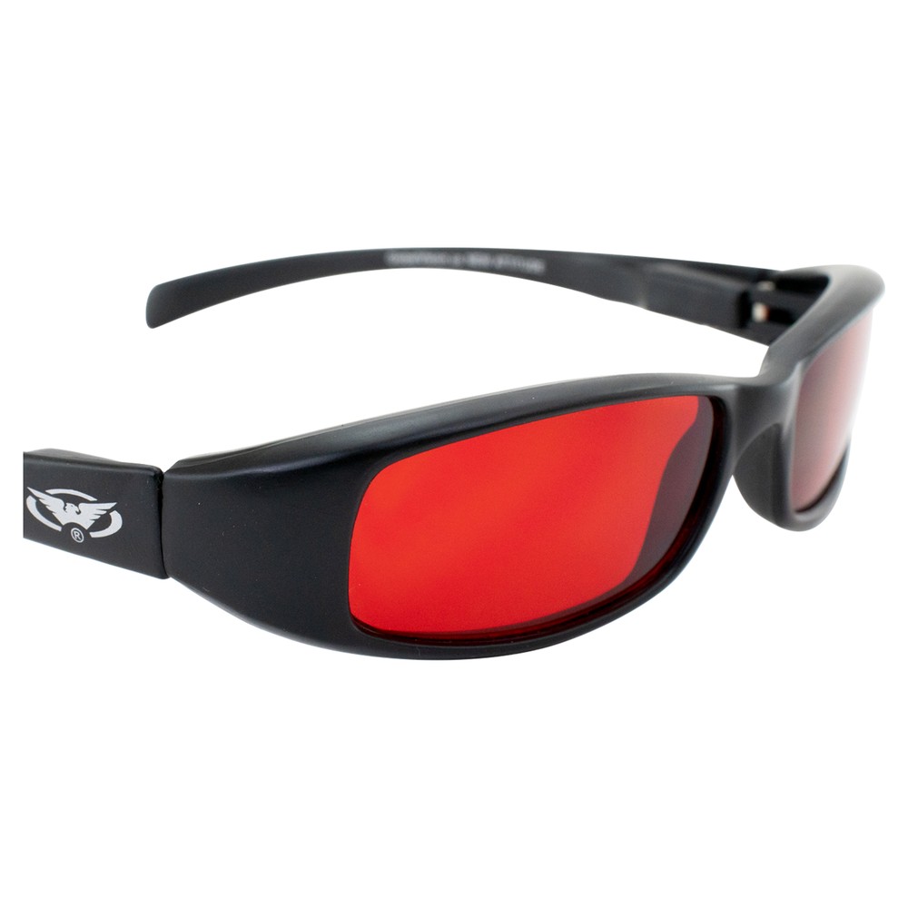 NEW ATTITUDE MOTORCYCLE GLASSES SUNGLASSES BLACK FRAMES SPRING HINGE RED LENS