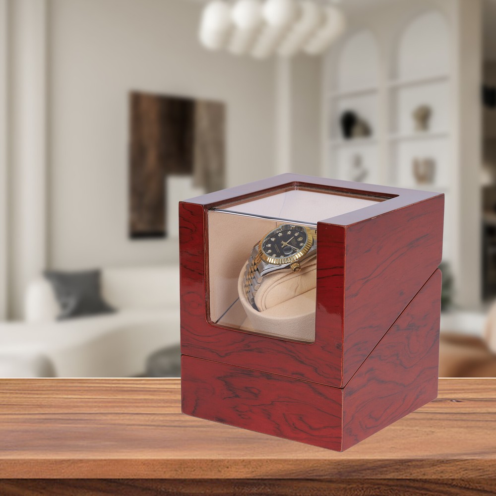 Leather Automatic Watch Winder Box Single Storage Display Case Box Silent Motors