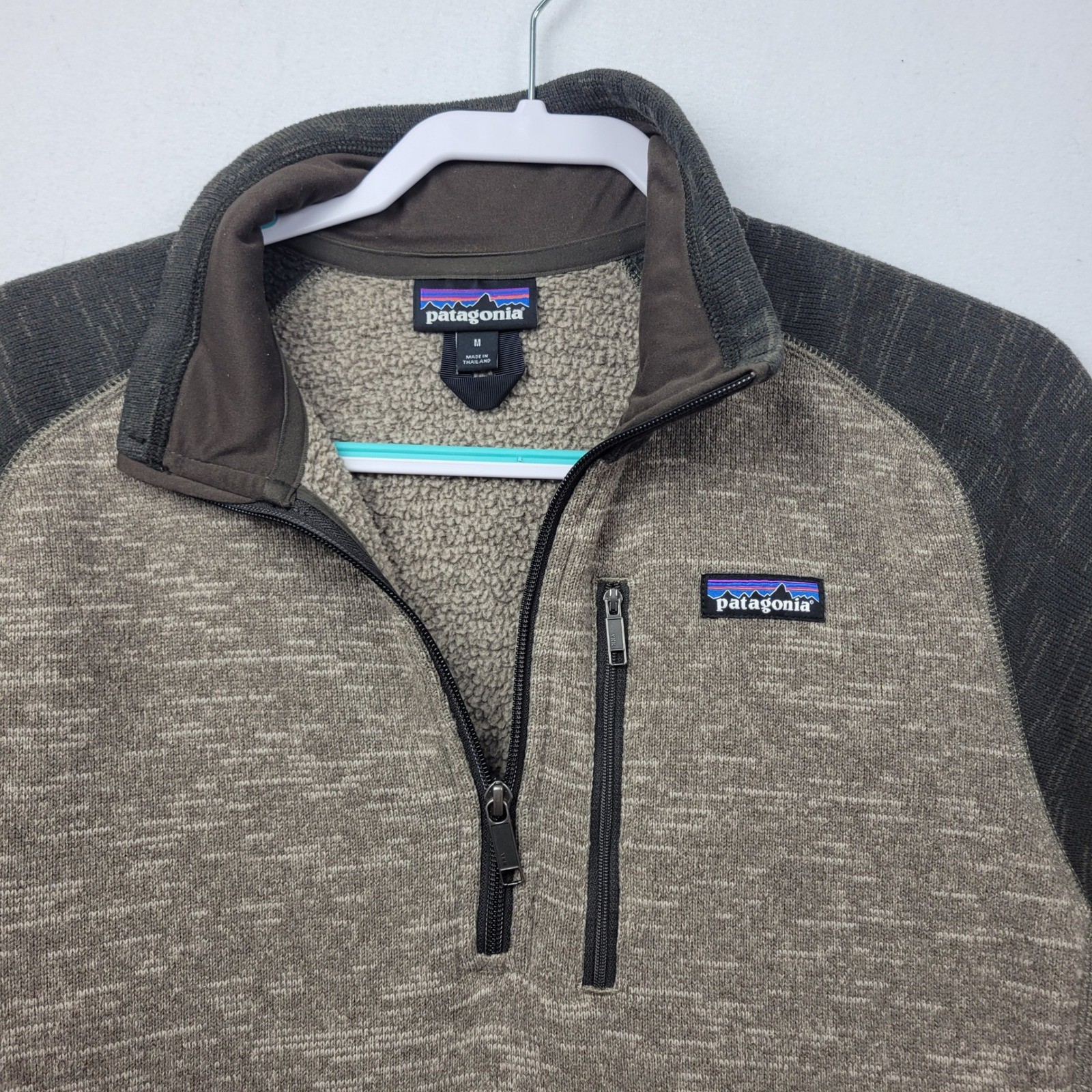 Patagonia Mens Better Sweater 1/4 Zip Medium Fleece Pullover Two Tone Fleece