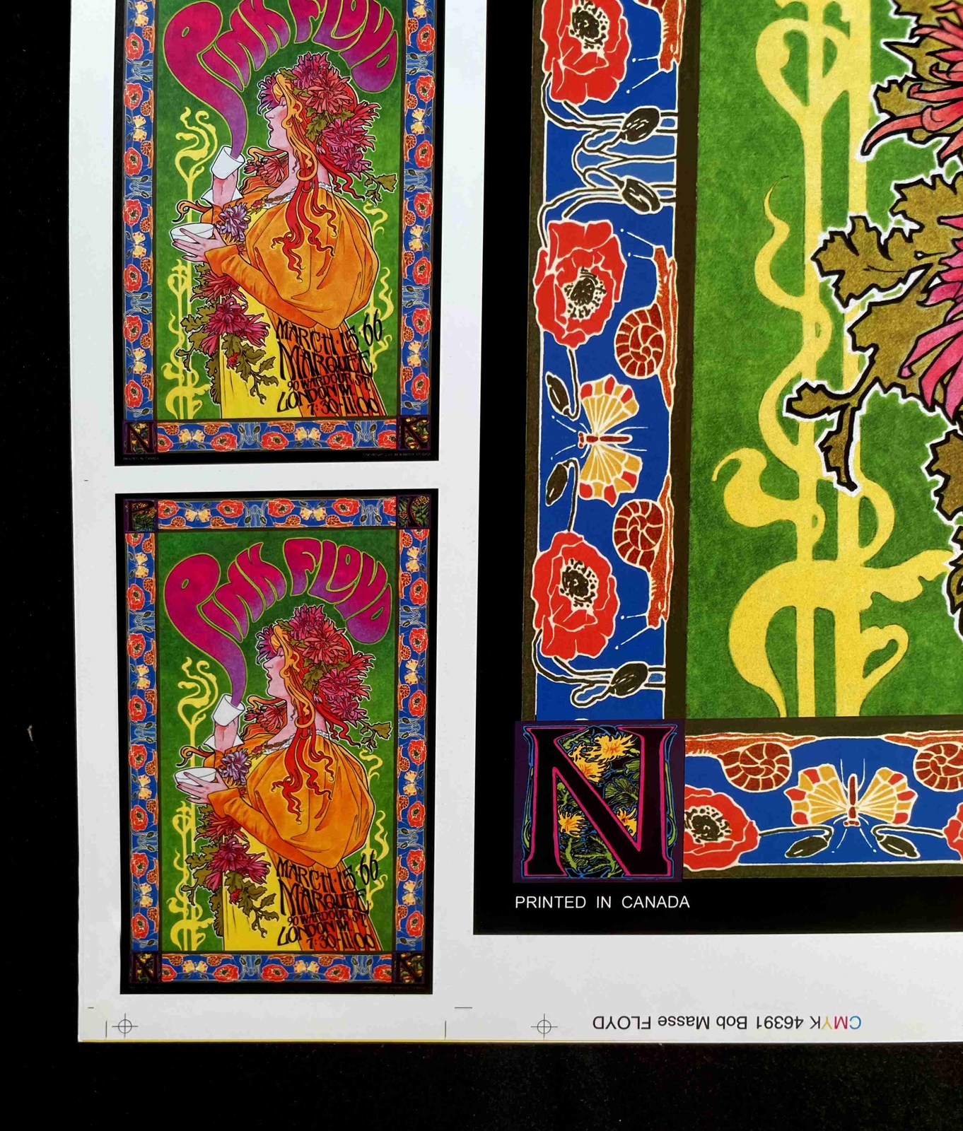 Pink Floyd Poster Marquee Club Orig Rare Uncut Proofsheet Signed Bob Masse