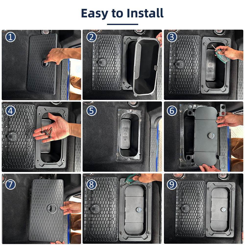 Rear In-Floor Seat Storage Locking Security Box Tray For Dodge Ram 1500 2009-18