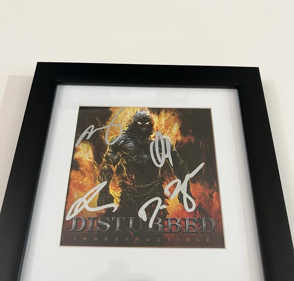 DISTURBED SIGNED FRAMED INDESTRUCTIBLE CD DAVID DRAIMAN +3 WITH JSA COA