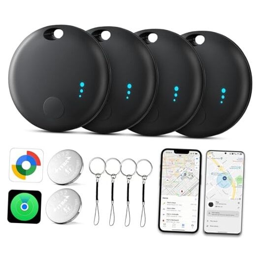 Black 2026 Air Tracker Tags for Android or iOS - Dual System - Dual System