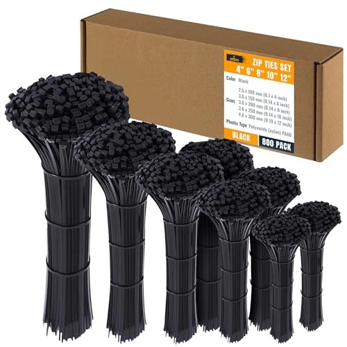 Black Zip Ties Assorted Sizes 800 Pack Black Assorted Sizes 800 Pack