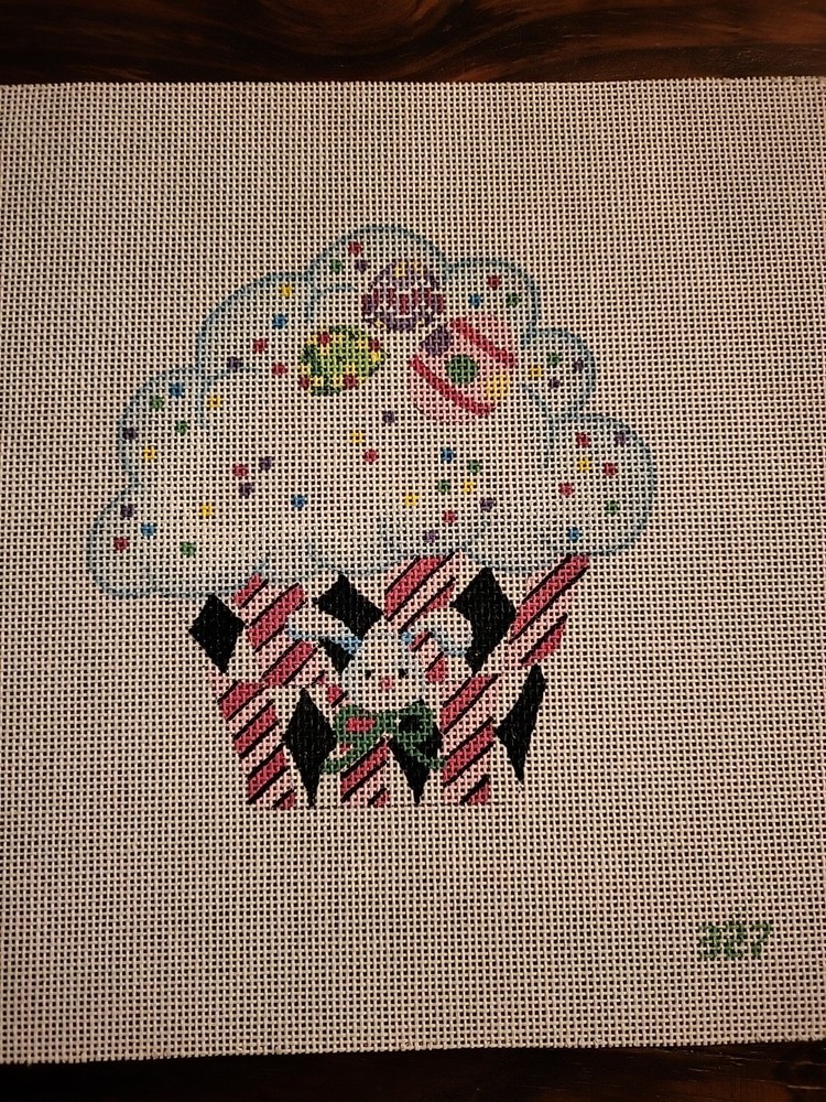 Sweet Bunny Easter Cupcake Needlepoint Canvas