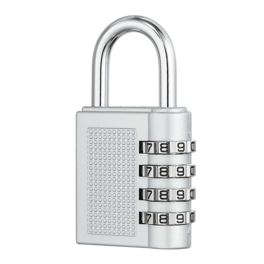 Combination Padlock (Medium, Silver), 3-Digit Shackle Code Locks