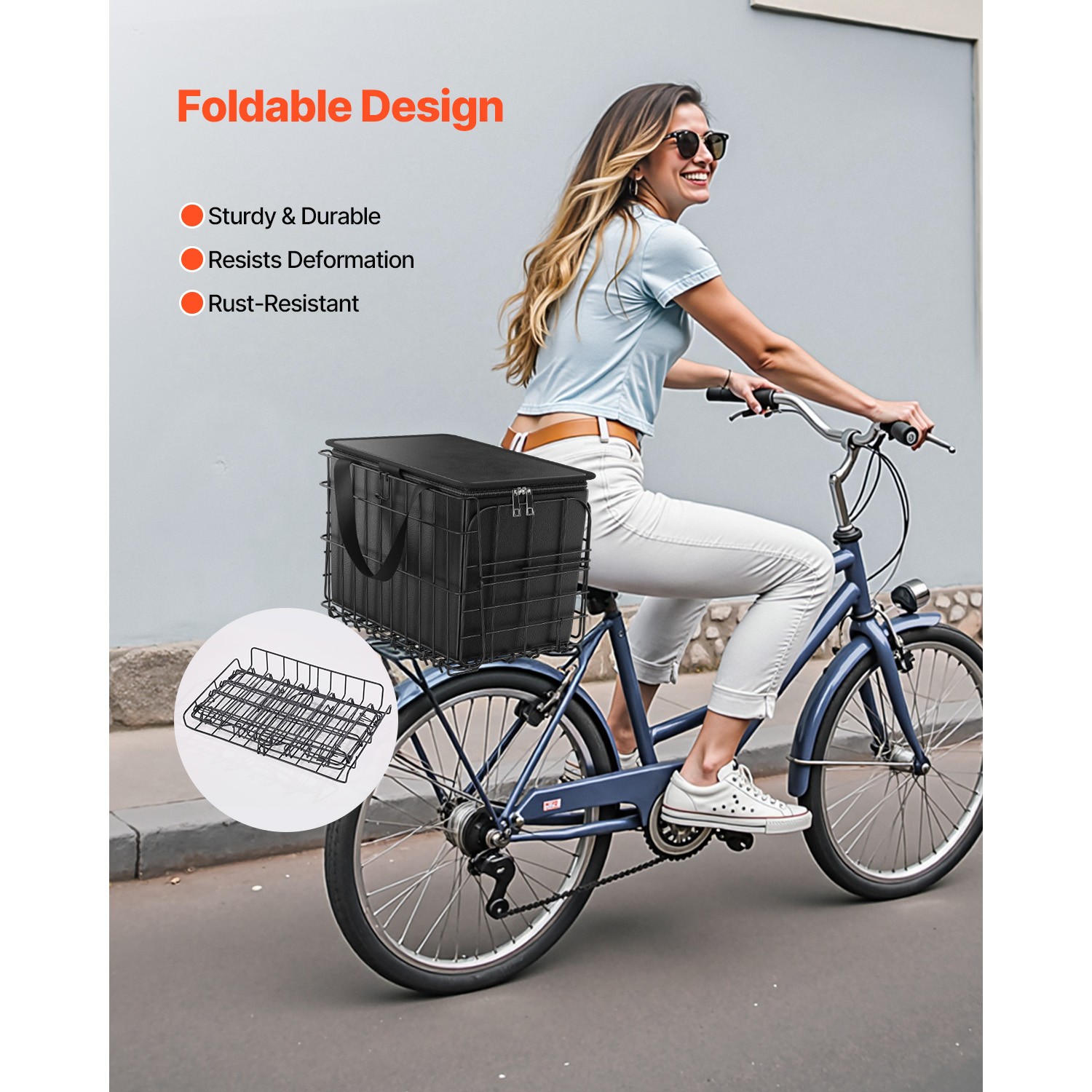 Rear Bike Basket Folding Bicycle Basket Cargo Net Liner Waterproof Cover
