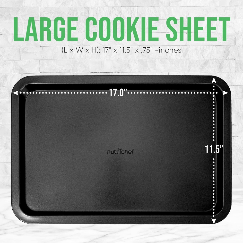 Nutrichef Large Cookie Sheet, Nonstick Gray Silicone Coating, Easy Clean & Durab