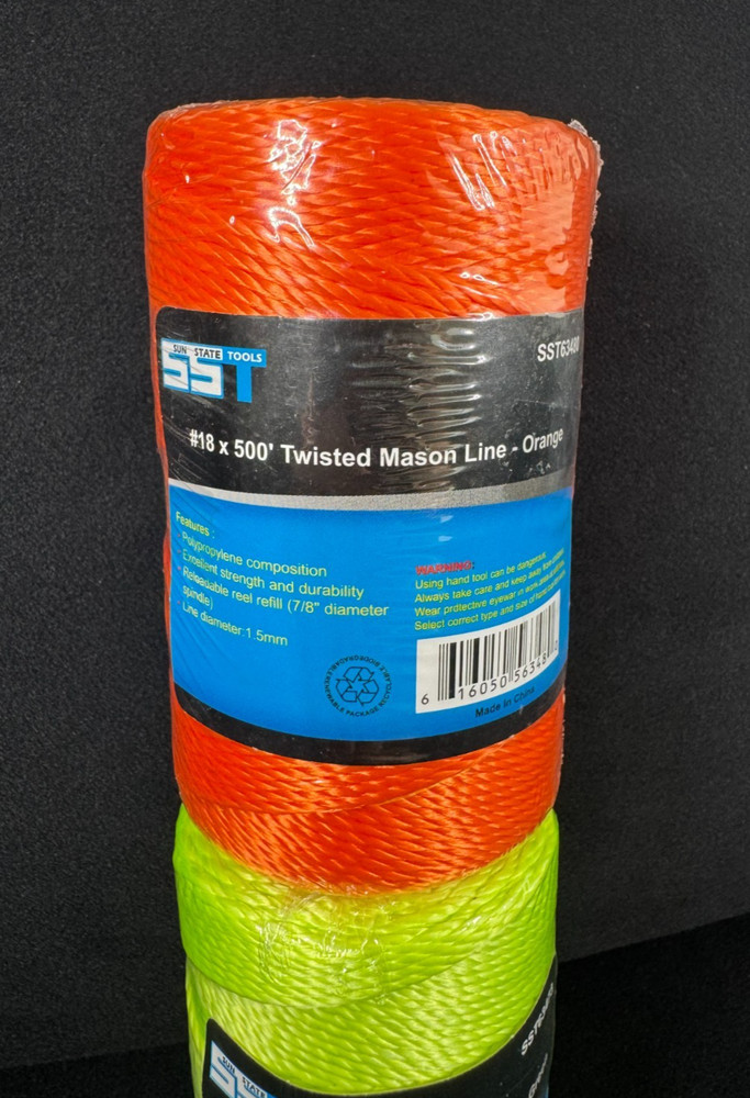 Twisted Mason Construction Line #18 x2 500' String Measuring Layout (Orng + Yel)