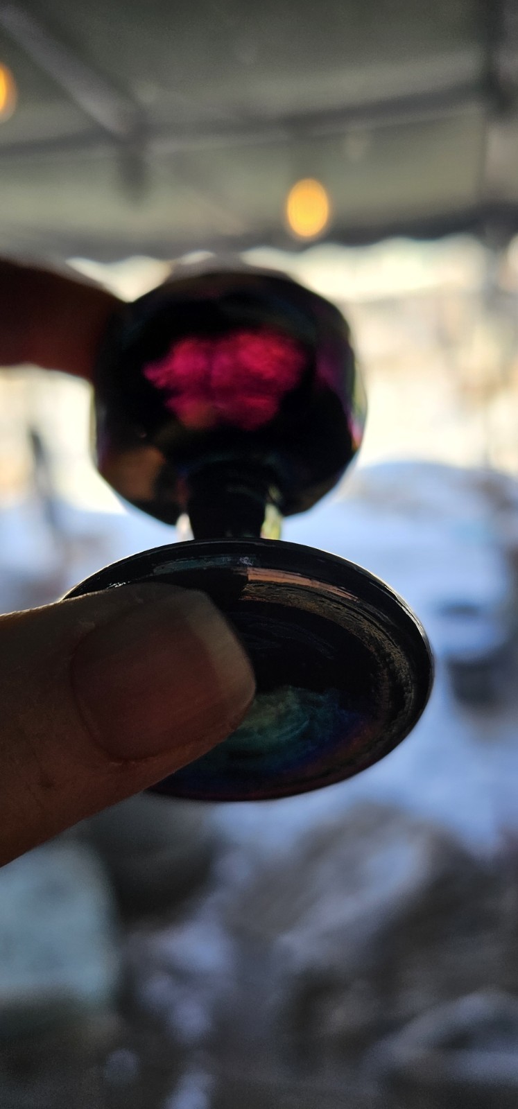 Lot 2 VTG Carnival Glass Eye Wash Cups Iridescent Optical Medical Amethyst