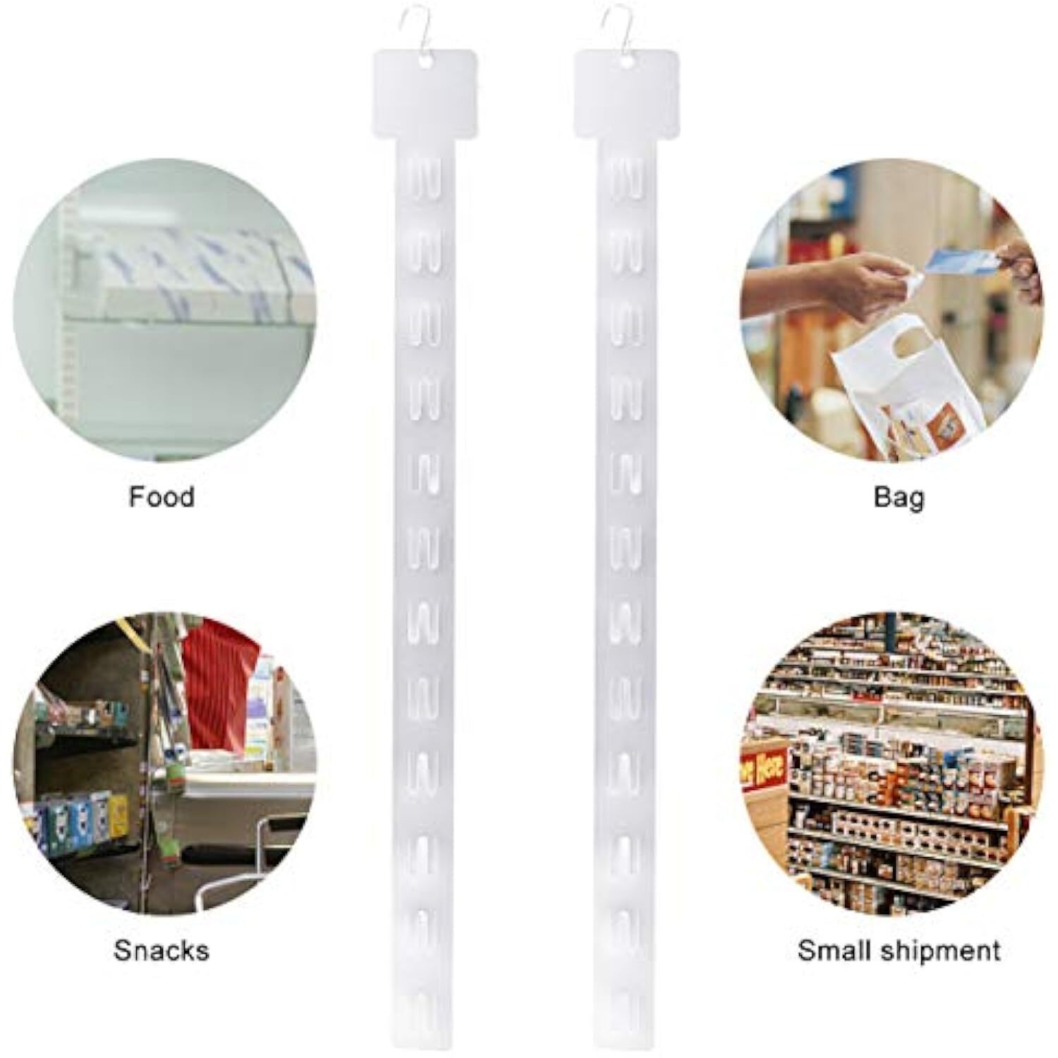 20 pack Retail Clip Hanging Merchandise 12 Tab Plastic Display Strip + 20 S-Hook