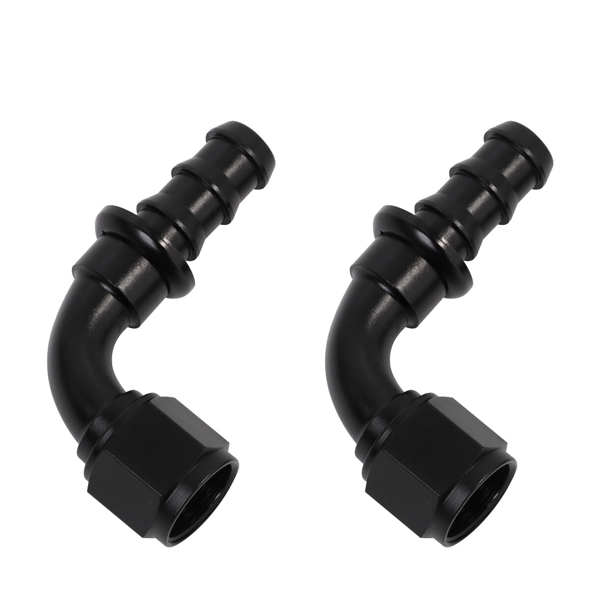LokoCar 6AN 8AN 10AN Push Lock Hose Fitting End 0° 45° 90° Degree Black 2PCS