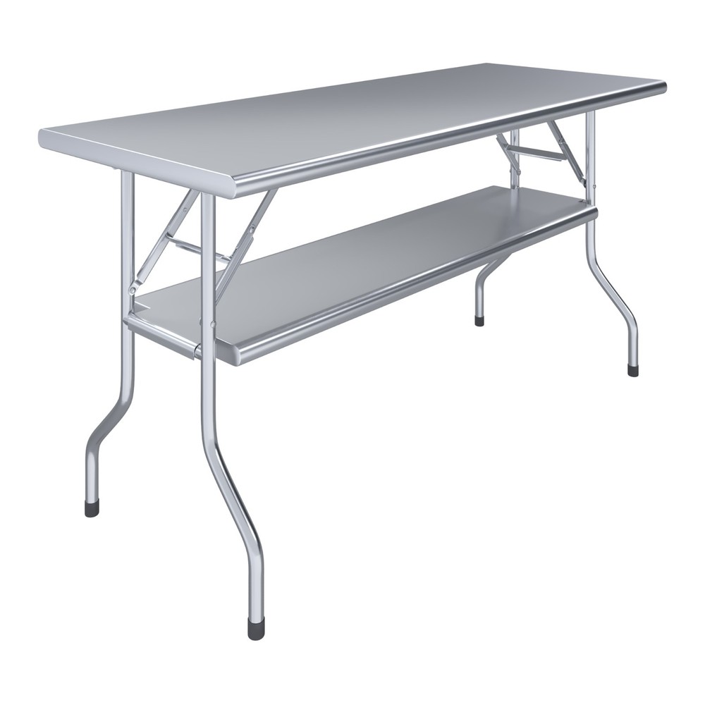 24 in. x 60 in. Folding Stainless Steel Work Table with Removable Undershelf