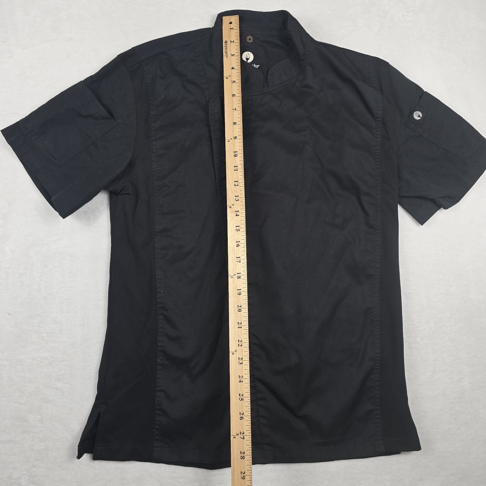 Chef Works Springfield Chef Coat Men's Medium Black Short Sleeve Work Uniform