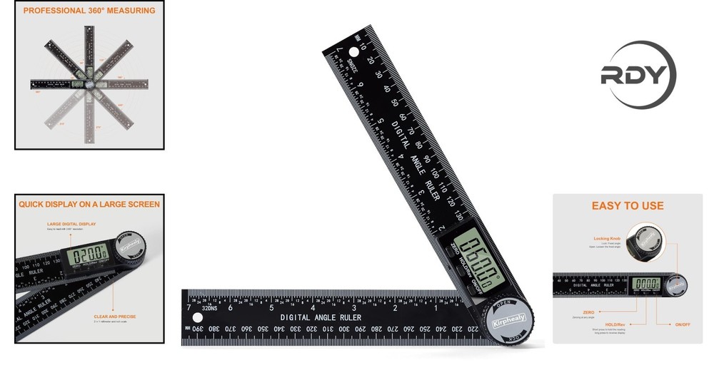 Professional 360° Angle Measuring Tool - 7 Inch Digital Protractor for Builders