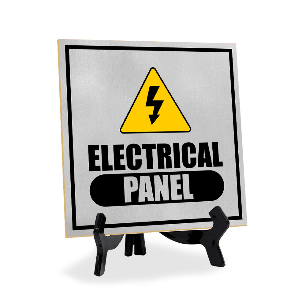 Electrical Panel 5"x 5" Square Table Sign With Acrylic Easel