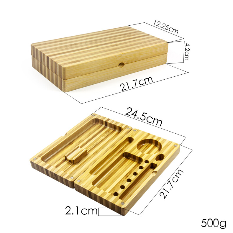 6 Pack 2 Part Ever Tech Backflip Rolling Tray - Bamboo Magnetic Stripped
