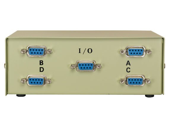 4-way DB9 Manual Data Switch Box, ABCD Female