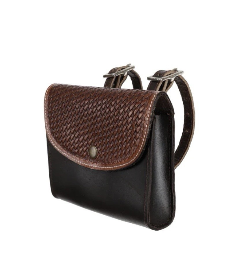 Basket Weave Leather Pommel Saddle Pouch / Bag