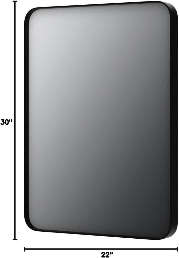 Stylish Rounded Rectangle Matte Black Mirror - Anti-Rust & Shatterproof Design