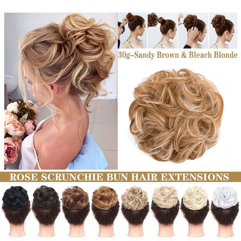 Natural Curly Messy Bun Hair Piece Scrunchie Updo Hair Extensions Real as Human