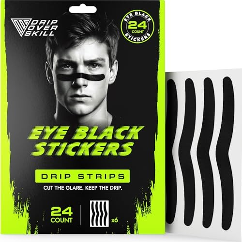 DRIP Strips Flexible Eye Black Stickers, 24 Pack, Stretch-Fit The Grit Strip