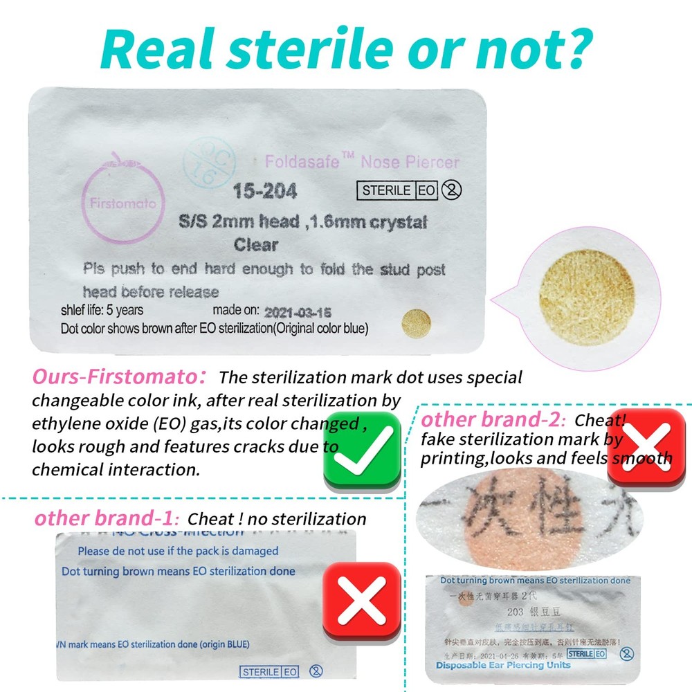Firstomato 2 PCS Disposable Nose Piercing Gun Self Kit Silver