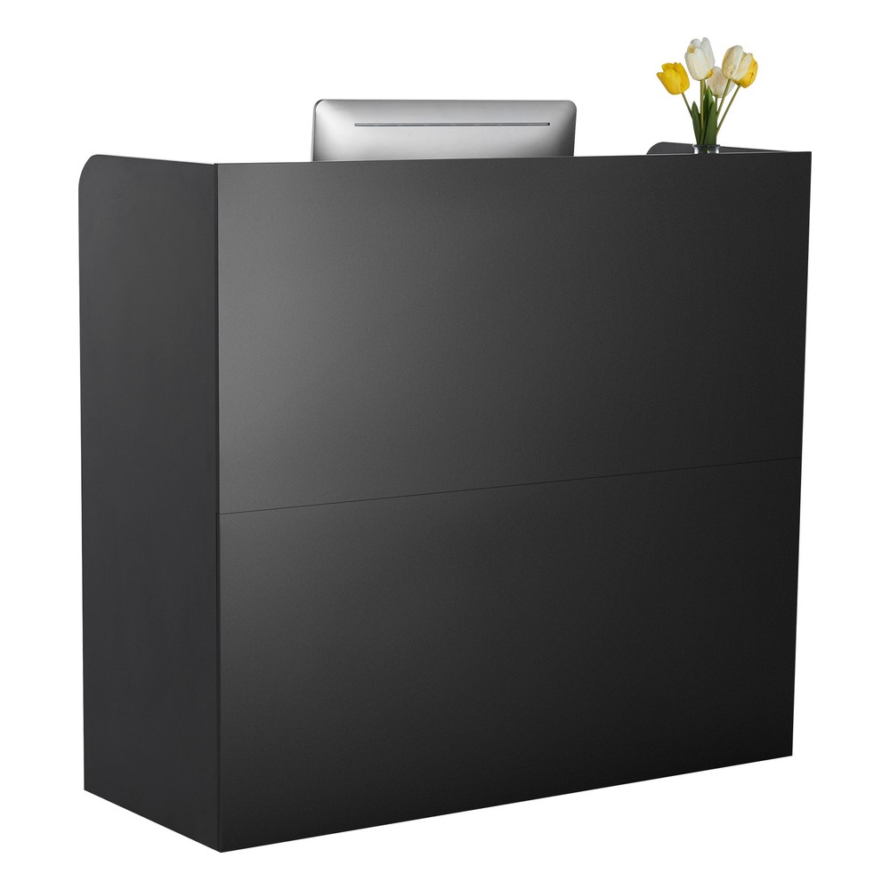 Reception Desk Rectangular Front Counter Table 47.24 in Black Office Table