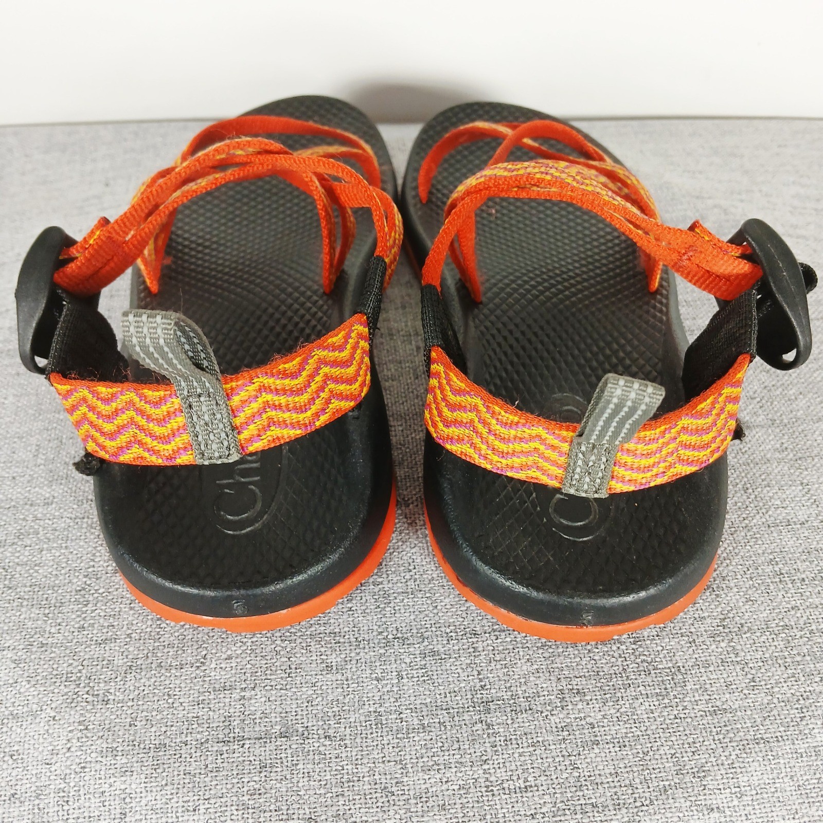 Chaco Z Cloud Womens Sandals Orange Yellow Chevron Double Strap Hiking Size 8