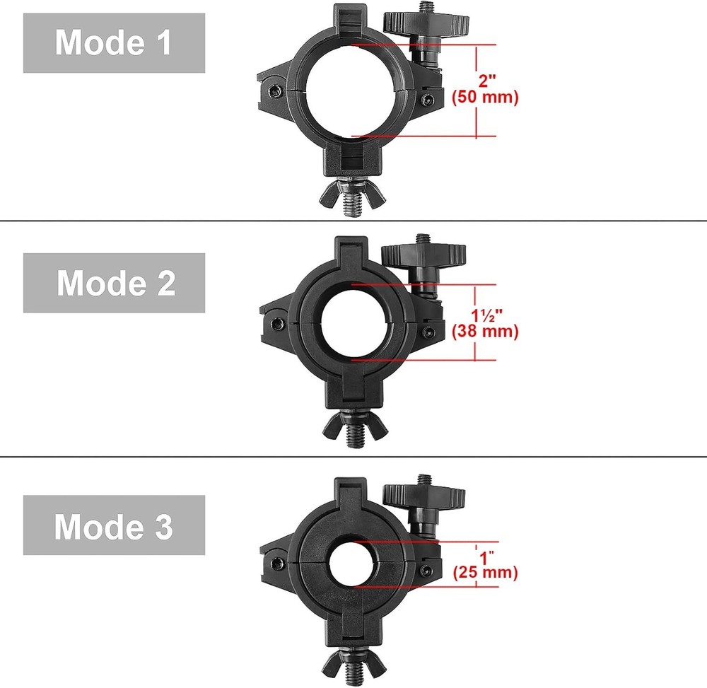 33lb Load Capacity Lighting Clamps - 5 Pack for Secure DJ & Spotlight Mounting
