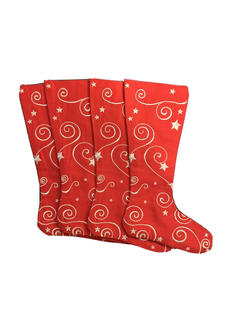 Custom-made Stocking Utensil Holders (4 Pack), Solid Red w/White Embroidery