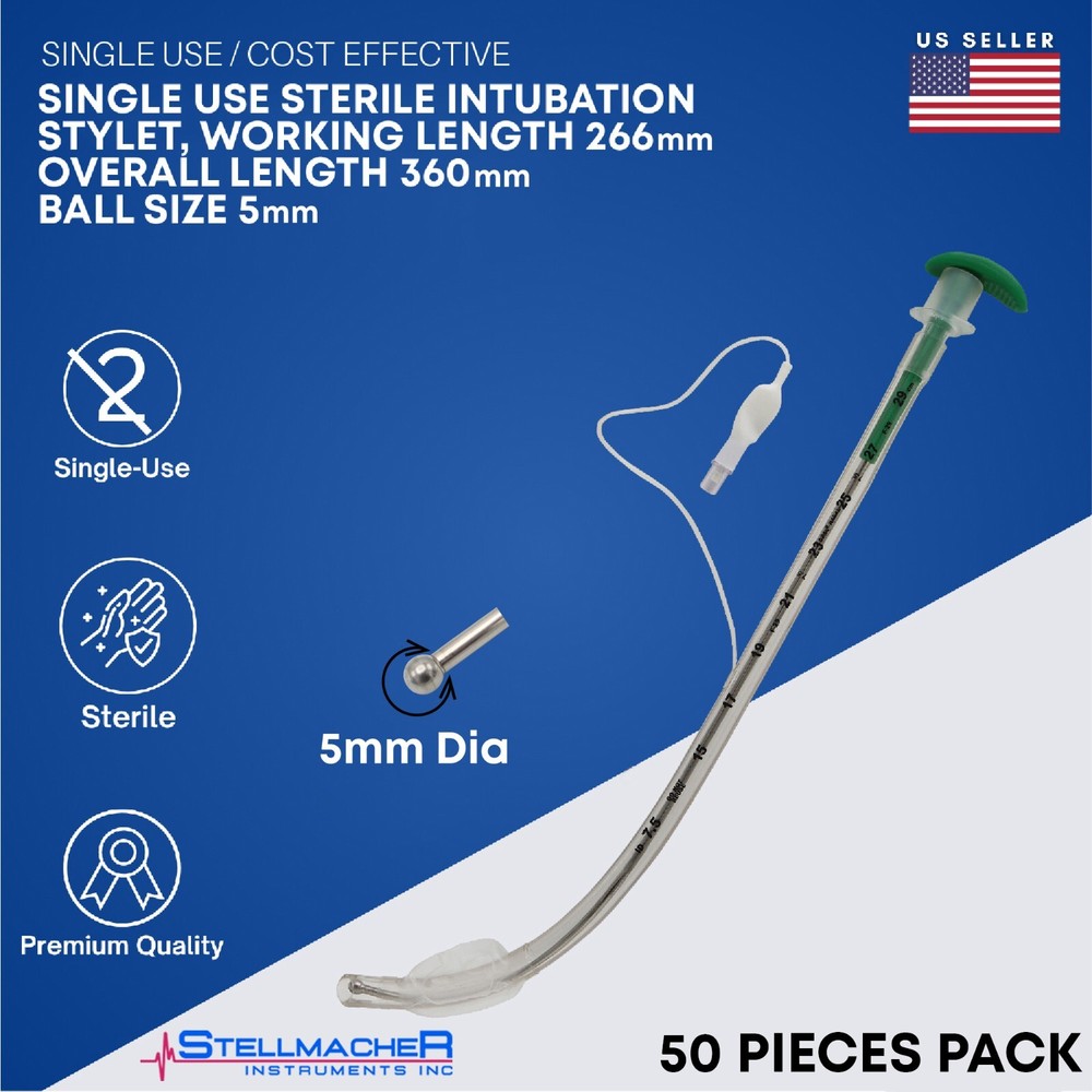 Intubation Stylet Sterile Single Use Stylets Anesthesia Instruments 50 Pack