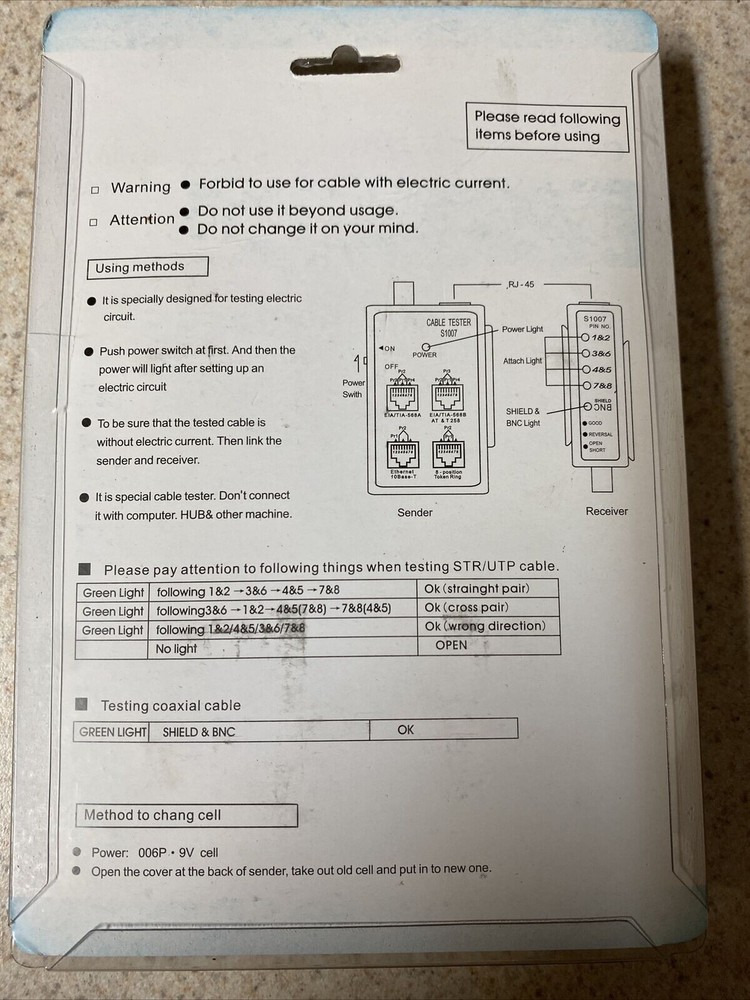 Network Cable Tester S1007, NEW in the Package
