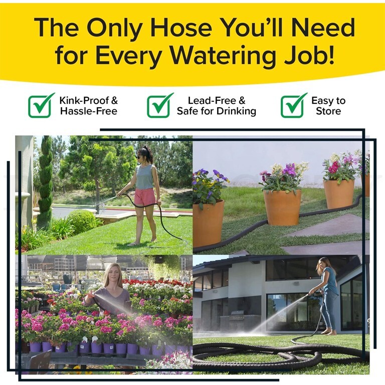 Pocket Hose Silver Bullet 50 ft Turbo Shot Nozzle Multiple Spray Garden Hose