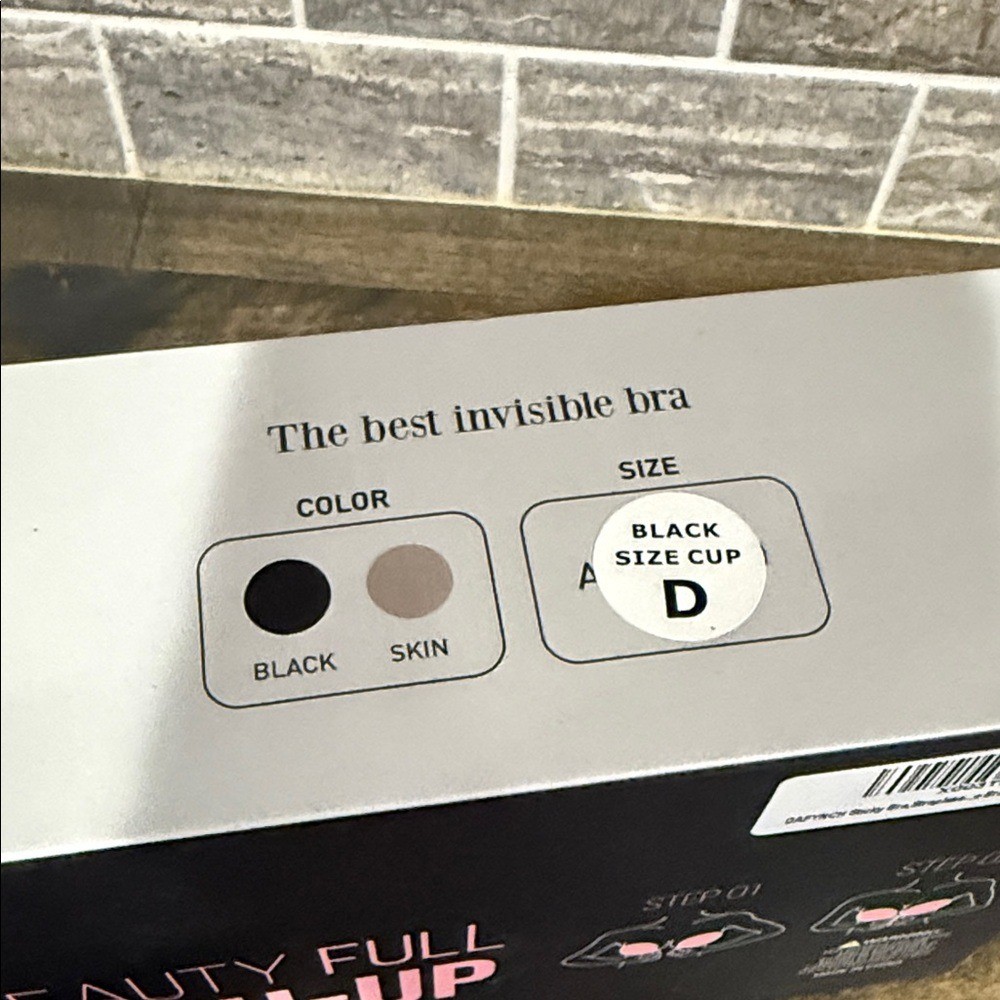 DAFYNCH Black Strapless Backless Invisible Push Up Reusable Adhesive D cup