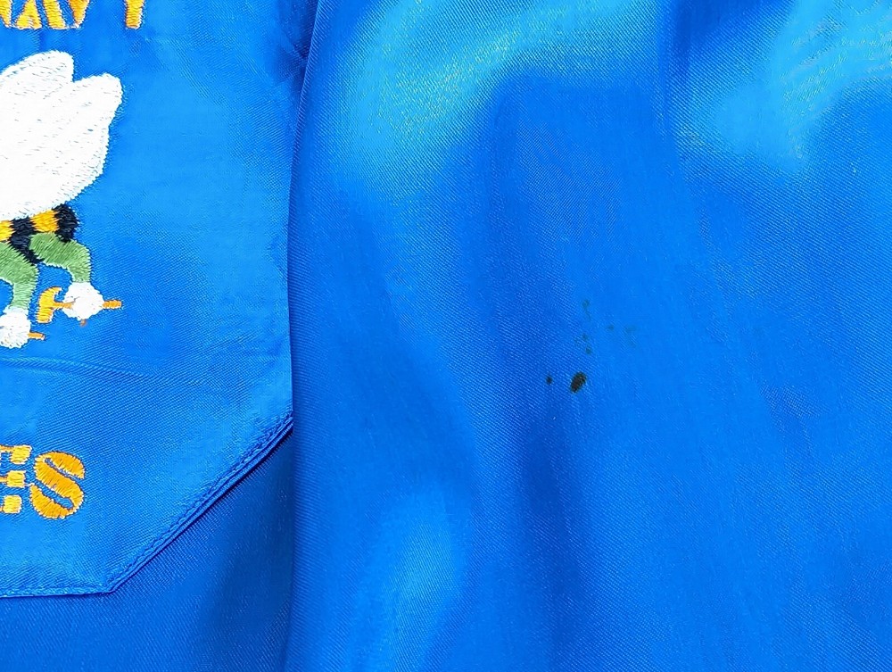 Vintage WW II US Navy Seabees Embroidered Blue Silk Apron USN