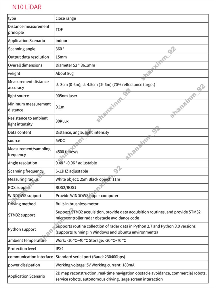 N10 360°2D Detection LiDAR for Precise Positioning & Obstacle Avoidance