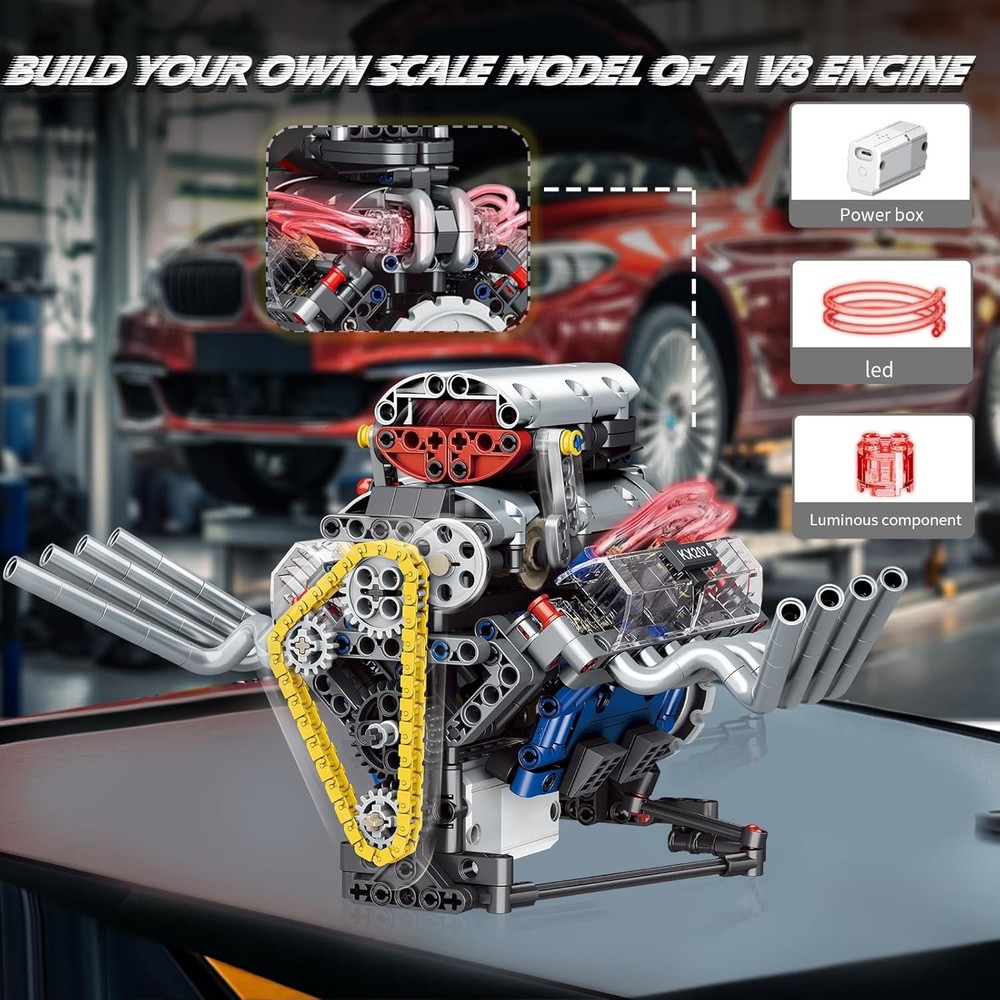 V8 Engine Building Set,Build Your Own Mini Engine That Works, Physical Science E