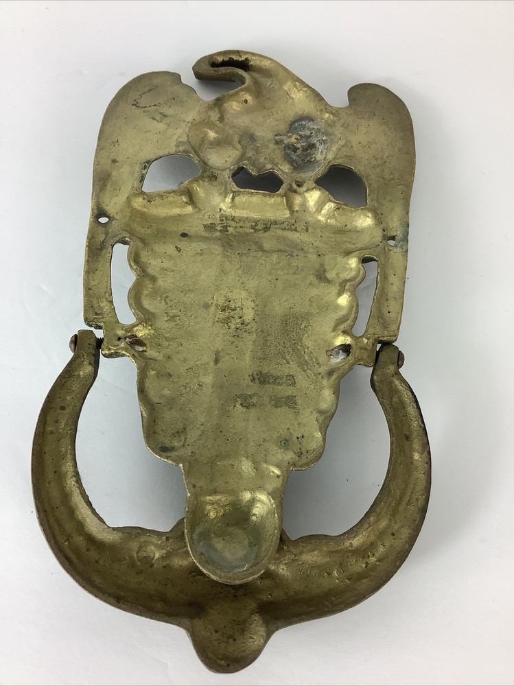 2 VTG 9” Brass American Bald Eagle Door Knocker & Small Eagle Ring Hook Wall