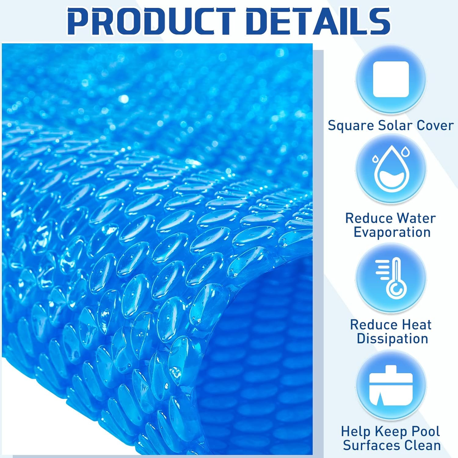 7 X 7 Ft Pool Hot Tub Solar Cover, 16 Mil Heavy Duty Hot Tub Thermal Bubble Blan