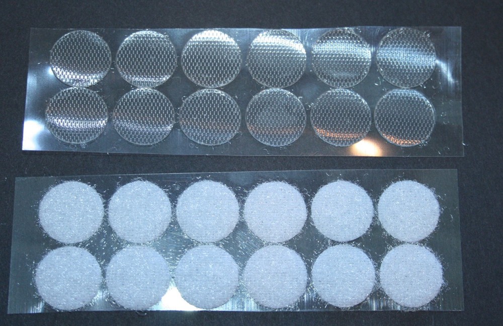 Hook & Loop Self Adhesive Coins Dots Circles 1/2 .5" 12 Sets Clear and NEW