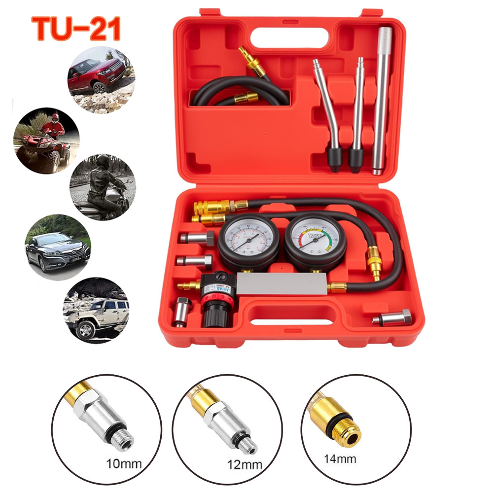Multi-Function Cylinder Leak Down Tester Gasoline Engine Compression Gauge Test