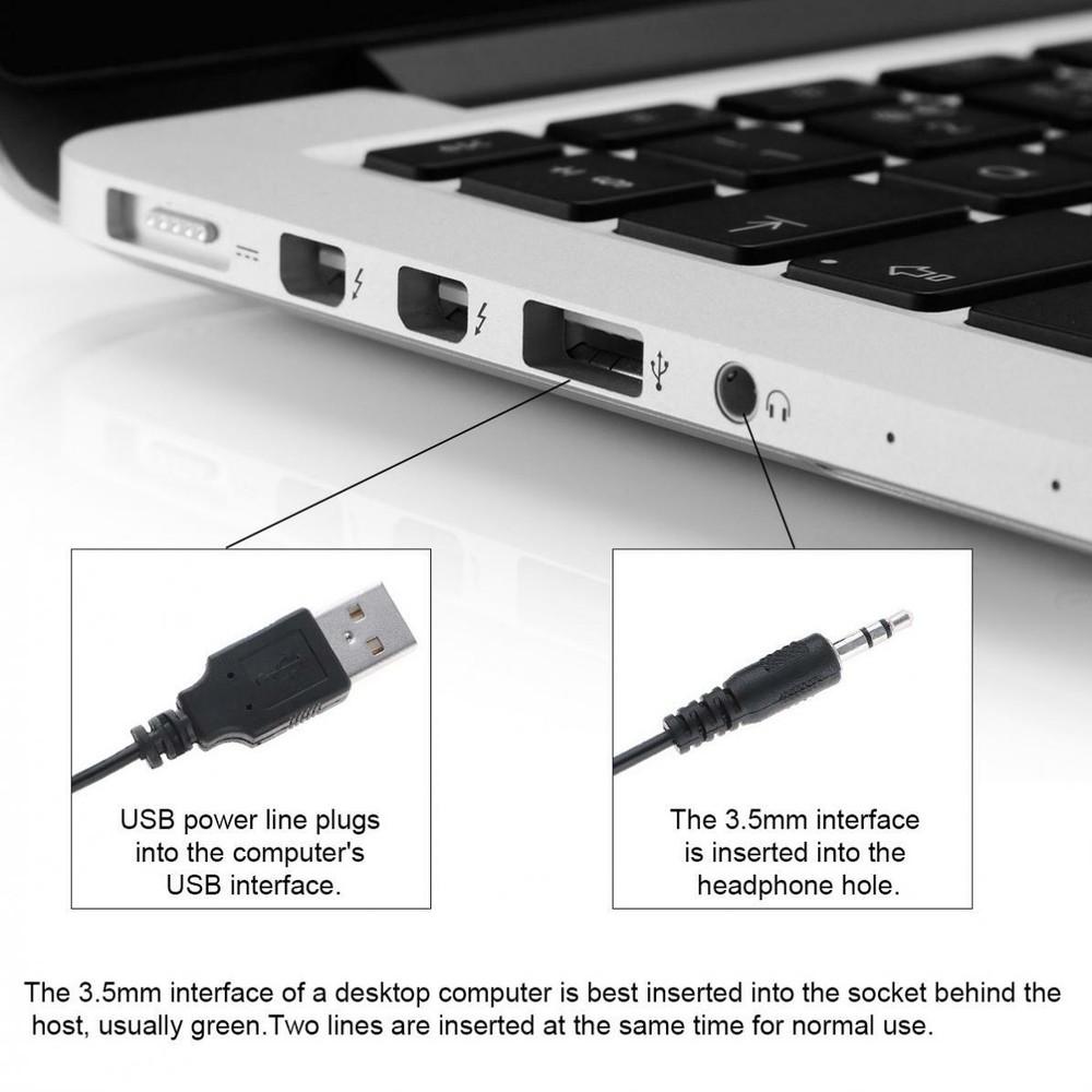 Computer Speakers 2.0 Stereo Volume Control USB Powered for PC/Laptops/Desktops