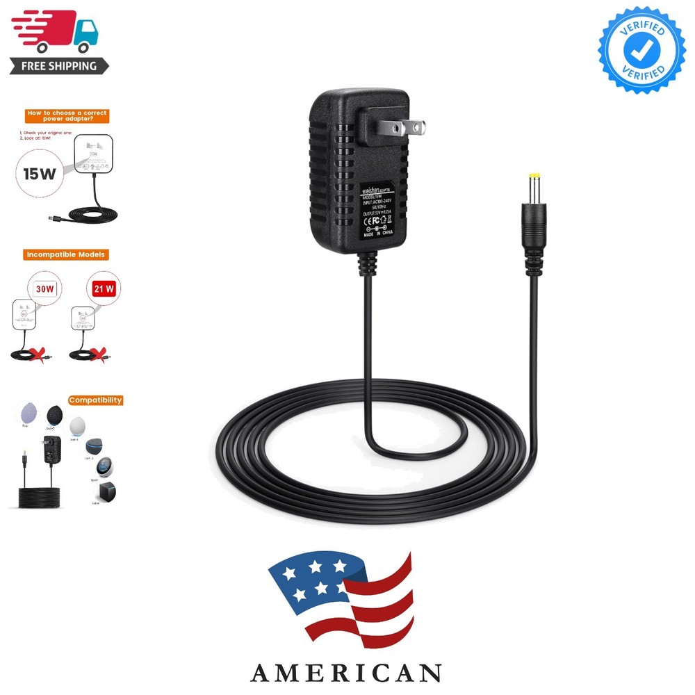 15W Power Adapter Replacement for Echo Pop, Dot 5th Gen, Dot 4th Gen, Dot 3rd...
